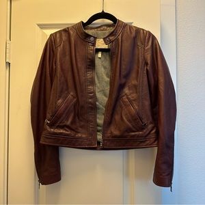 Rebecca Taylor Burgundy Leather Lamb Jacket